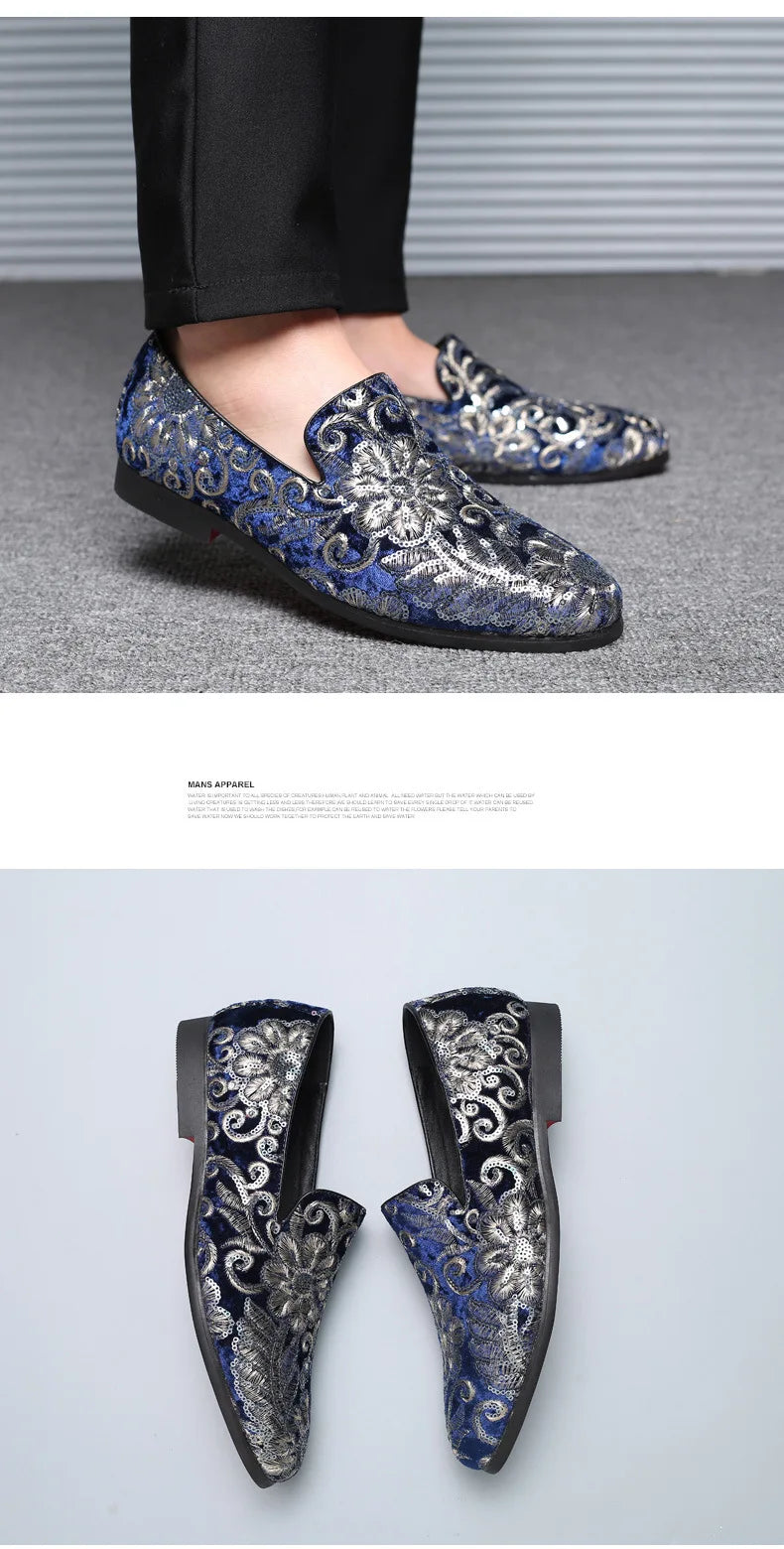 Designer Men's Dress Shoes Luxury Embroidery Men Loafers Italian Brand Wedding Shoes Fashion Party Shoes for Men Oxford Shoe New