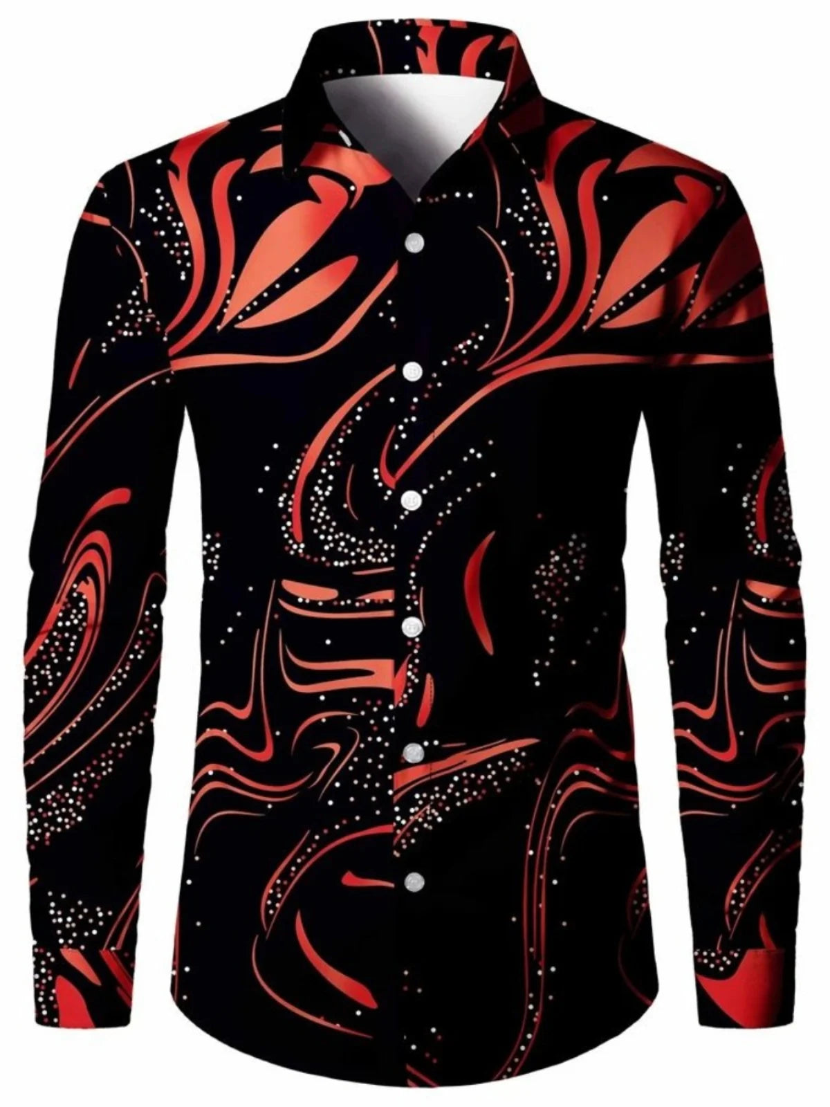 Men's Autumn Long Sve Printed irt Loose Fit Breathable Youthful Sle Casual Wear Comfortable Polyester Fabric