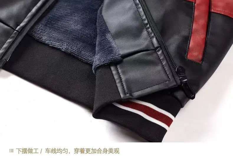 2024 Winter New PU Leather Men's Jackets Winter Fake Fur One Jacket Thickened Warm Turn Collar Coat Men's Padded Leather Jacket