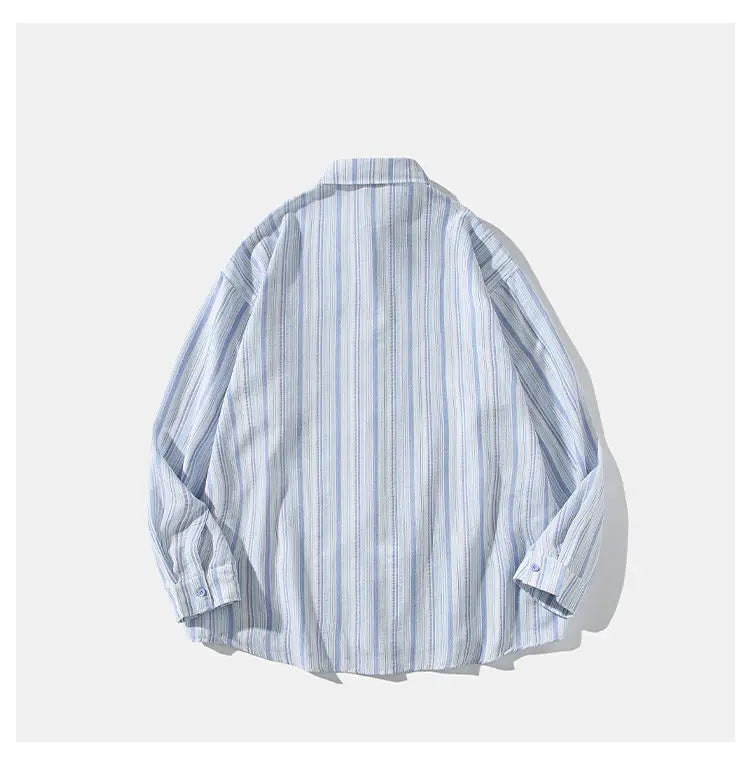 New Striped Long Sleeve Shirt for Men & Women | Trendy Fall Button-Down Shirt | Casual & Office Wear | Lapel Collar Fashion Top
