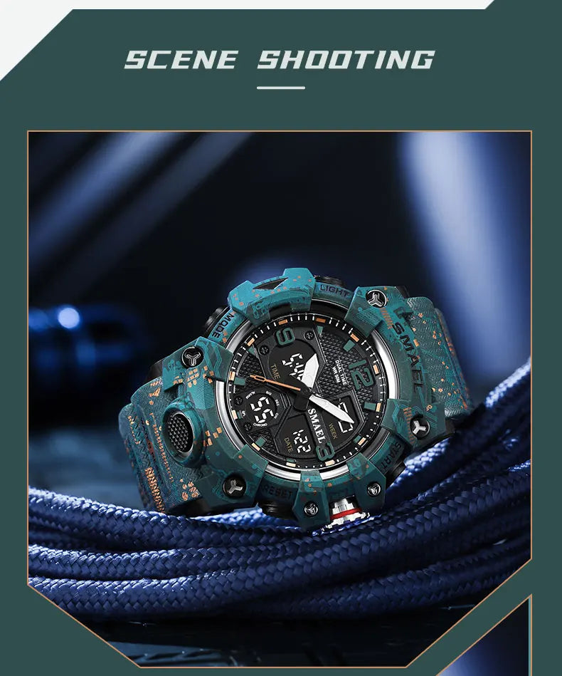 SMAEL Military Watch for men 50M Waterproof Clock Male S Shock 8008 electronics Digital Watches LED Men's Watches Military Army