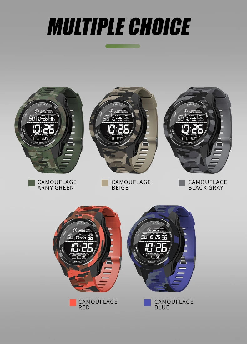 Military Watch Men Sports Watches Digital LED 50M Wateproof 8105C S Shock Resistant Military Watches Amry Men's Wristwatches