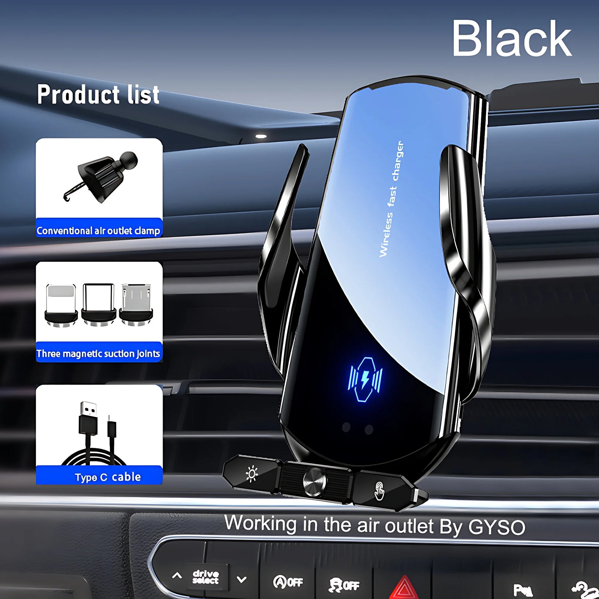 Car Phone Holder Wireless Charger For iPhone 12 13 14 15 Pro Max Sucker For Windshield Dashboard Air Vent Fast Charging Station