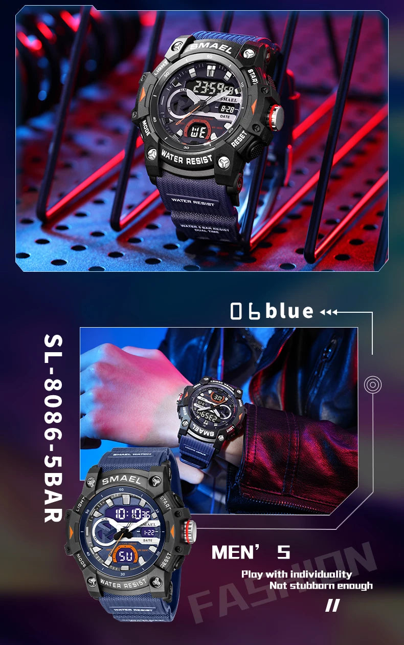 Sport Watches Waterproof SMAEL Brand Dropshipping Watch Stopwatch Alarm Clock 8086 Young Fashion Quartz Wristwatches