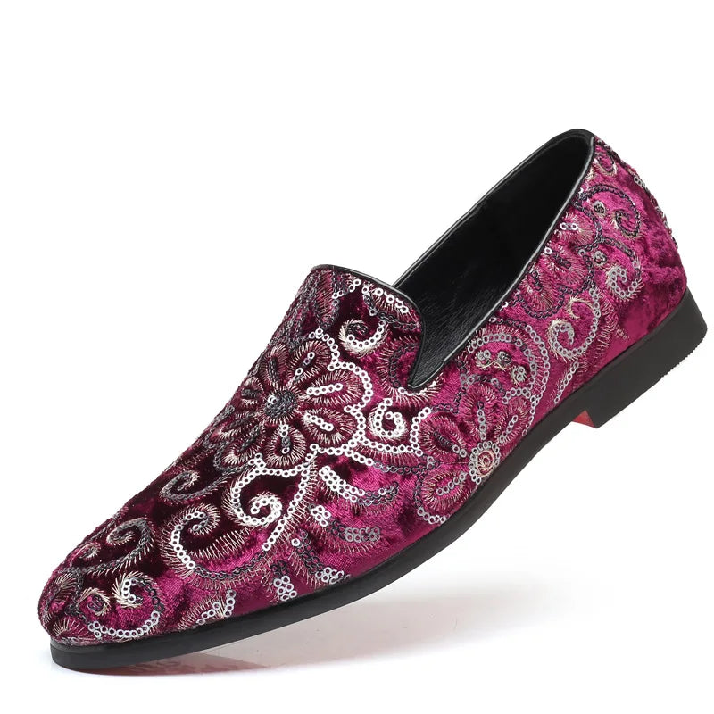 Designer Men's Dress Shoes Luxury Embroidery Men Loafers Italian Brand Wedding Shoes Fashion Party Shoes for Men Oxford Shoe New