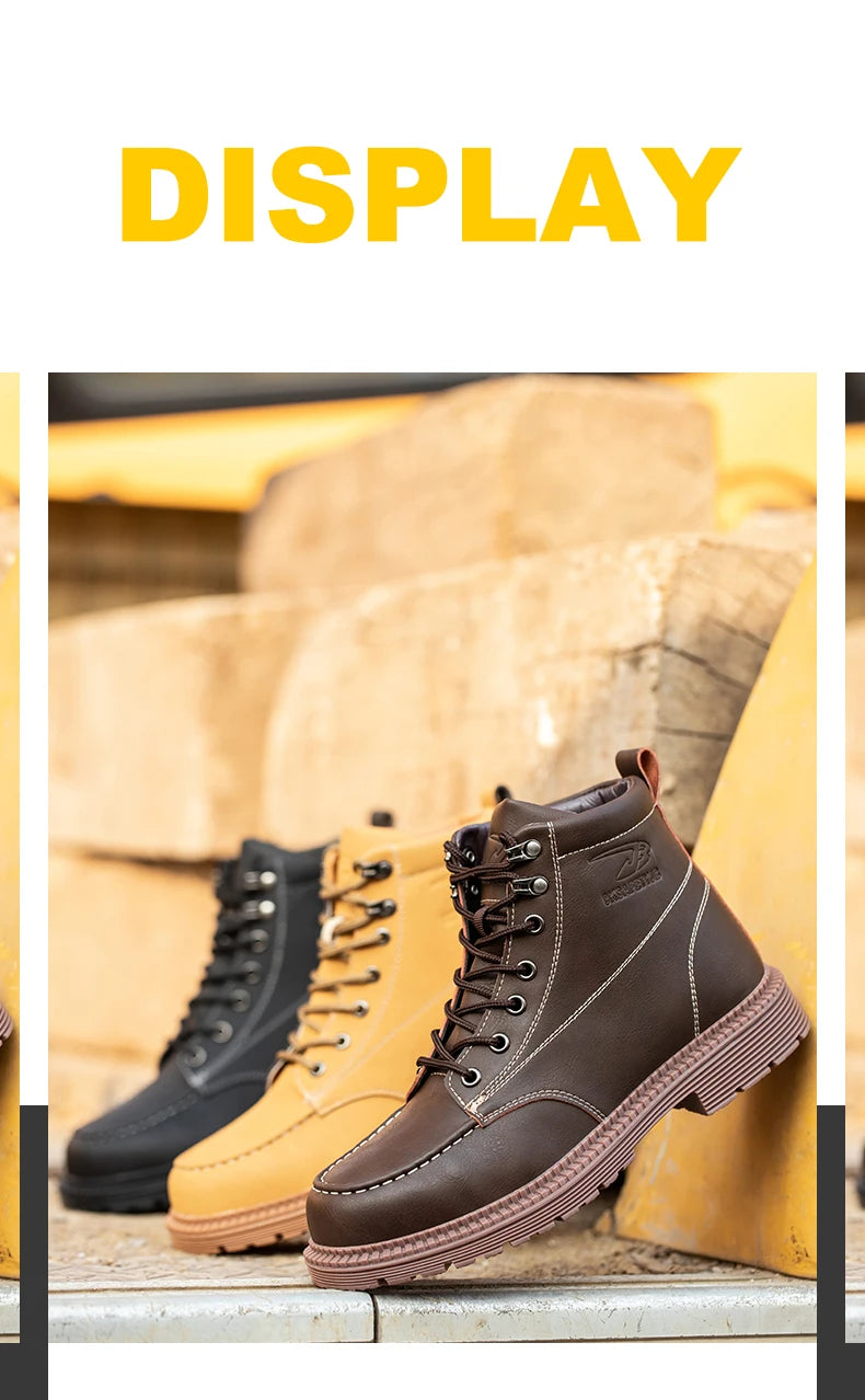Latest Design Winter Plush Safety Boots Men Waterproof Steel Toe Indestructible Shoes Anti Smashing Puncture Proof Male Footwear
