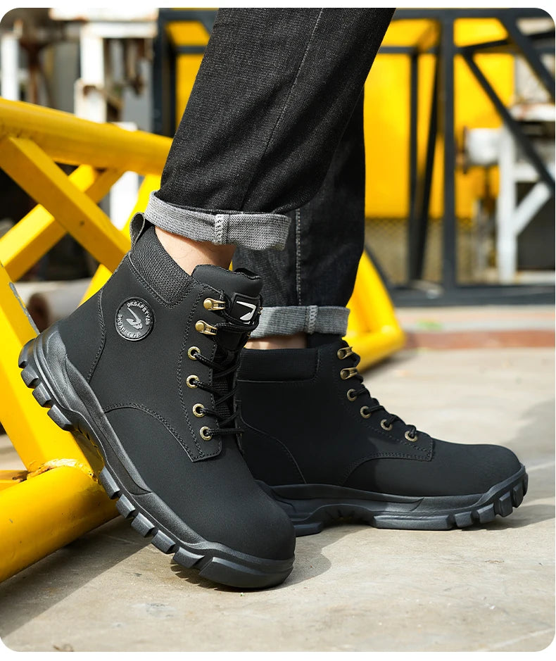 Men Protective Boots Steel Toe Shoes Anti-smash Anti-puncture Work Boots Safety Shoes Indestructible Winter Boots Waterproof
