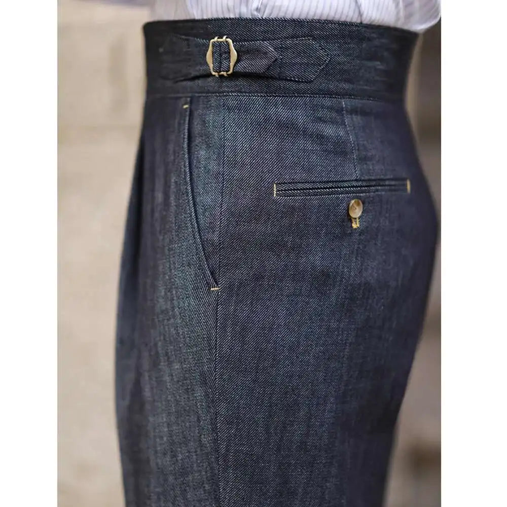 2022 Fashion Mens Dress Pant High Waist Straight Pants Men Spring  Business Versatile Belt Trouser Gentleman Paris Button Pant