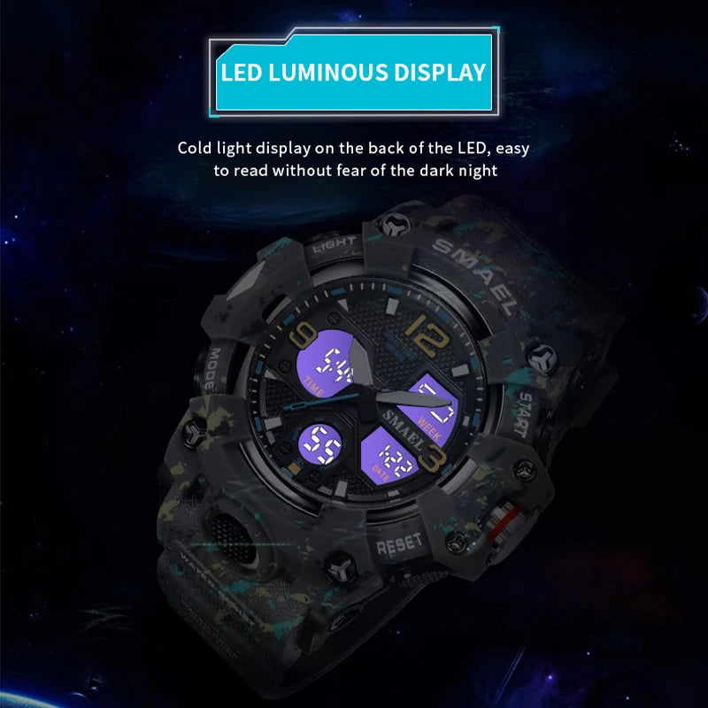 SMAEL Military Watch for men 50M Waterproof Clock Male S Shock 8008 electronics Digital Watches LED Men's Watches Military Army