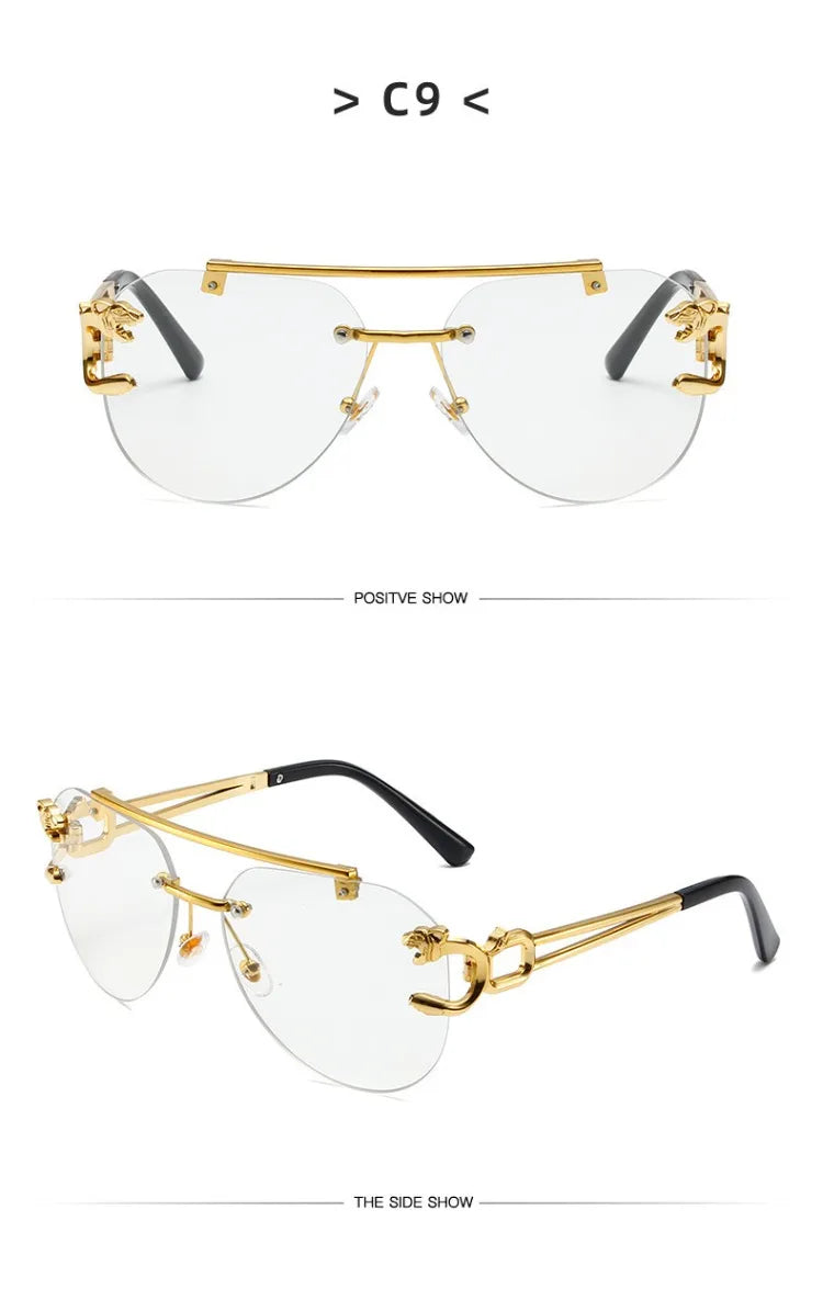 Rimless Vintage Sunglasses for Women Luxury Oversized Fashion Glasses Pilot Gradient Outdoor Shades Sun Glasses Gafas De Sol