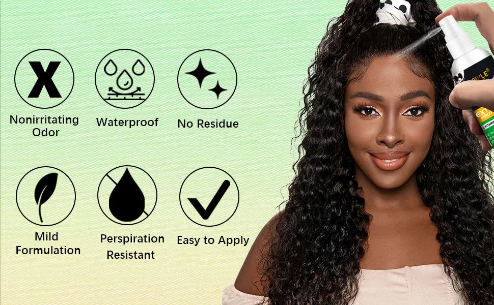 Wig Styling Installation Kit for Women Fast Dry Melting Spray Smooth Wigs Wax Stick Long-Lasting Control Edge Gel and Tools 5pcs