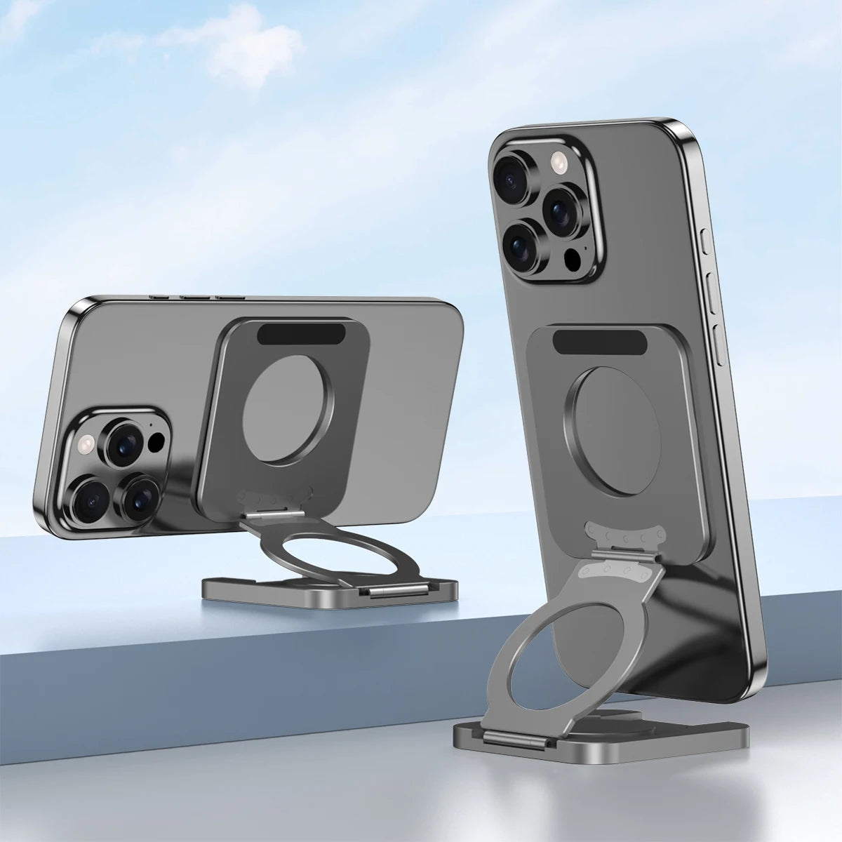 Foldable Double Sided Magnetic Phone Holder for Magsafe Gym Treadmill Universal Folding Car Holder Magnetic Smartphone Stand