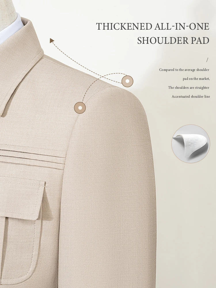 ST Cassy dark green Elegant Men's suit Classic Fit Multi Buckle Multi Pocket  Casual Business Set Men's 2-piece Set