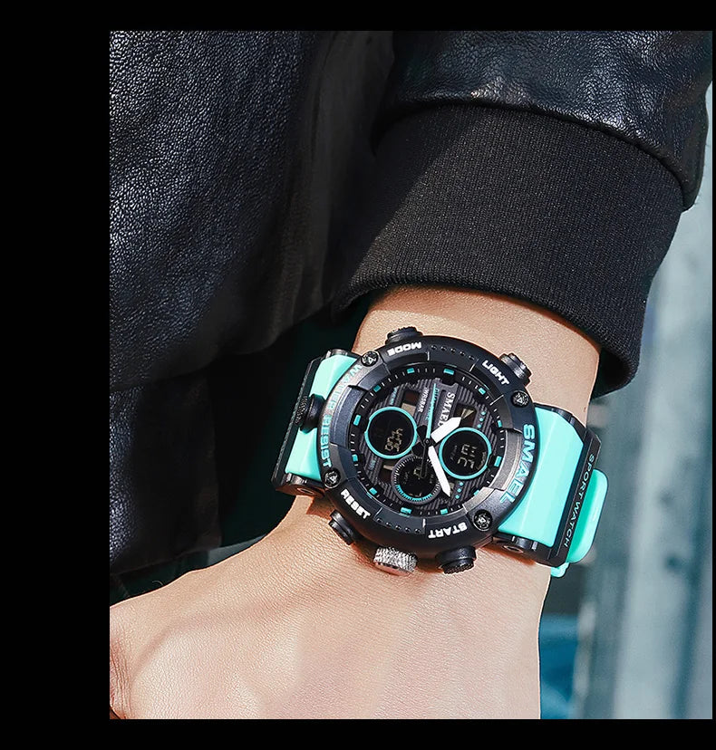 SMAEL Watch Men Waterproof LED Digital Watches Stopwatch Big Dial Clock For Male 8038 Sport Men Watches Quartz