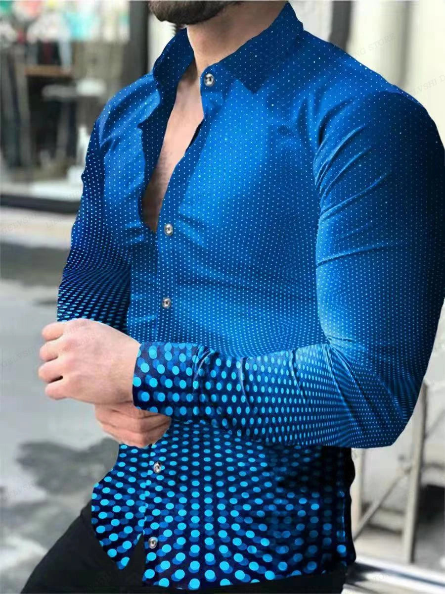 Leopard Hawaii Shirts Men Fashion Shirt Long Sleeve Blouse Lapel Beach Blouse Men Clothing Turn Over Collar Vocation Camisa Teen
