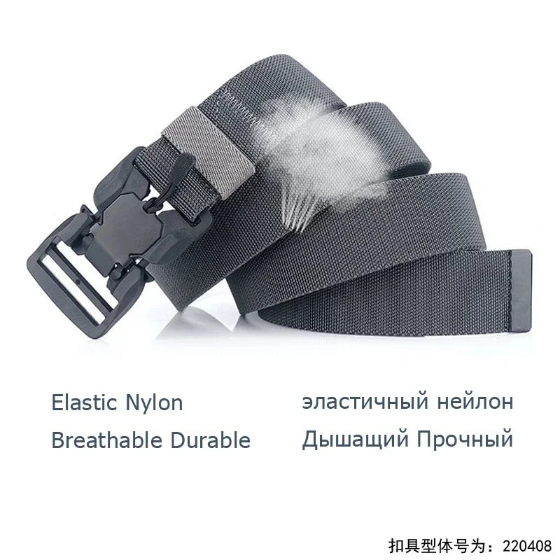 New Quick Release Pluggable Buckle Sports Belt Breathable ElasticMen Belts For Men Elastic Pants Belt