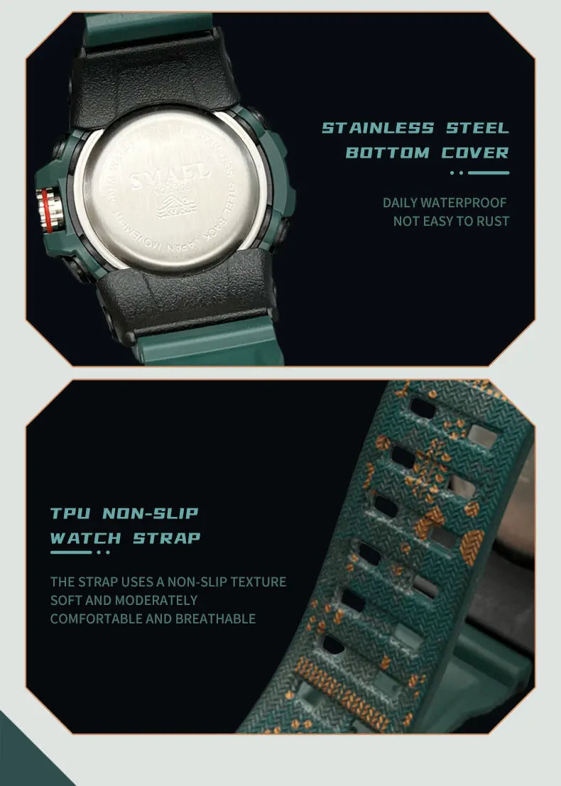 SMAEL Military Watch for men 50M Waterproof Clock Male S Shock 8008 electronics Digital Watches LED Men's Watches Military Army