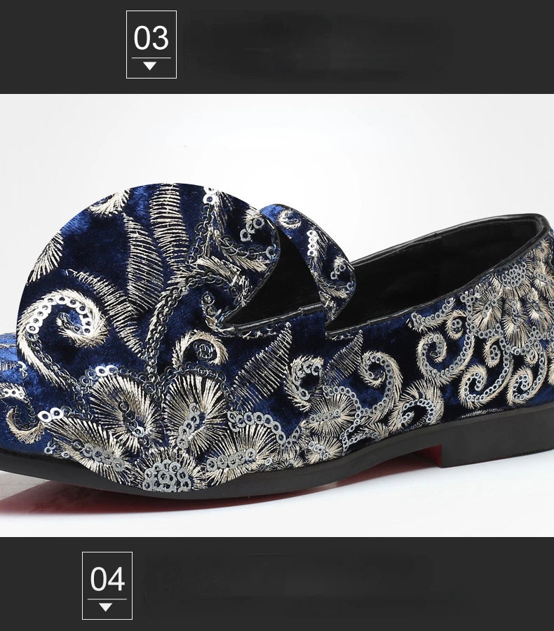 Designer Men's Dress Shoes Luxury Embroidery Men Loafers Italian Brand Wedding Shoes Fashion Party Shoes for Men Oxford Shoe New