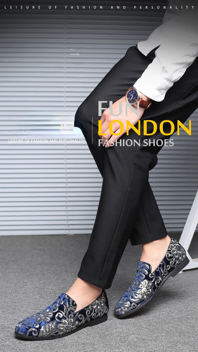 Designer Men's Dress Shoes Luxury Embroidery Men Loafers Italian Brand Wedding Shoes Fashion Party Shoes for Men Oxford Shoe New
