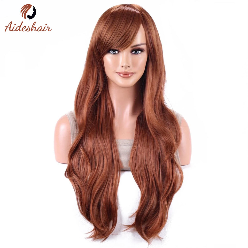 Aideshair synthetic wig  Fashion Wigs 28" 70cm Long Wavy Curly Hair Heat Resistant Wig Cosplay Wig For Women With Free Wig Cap