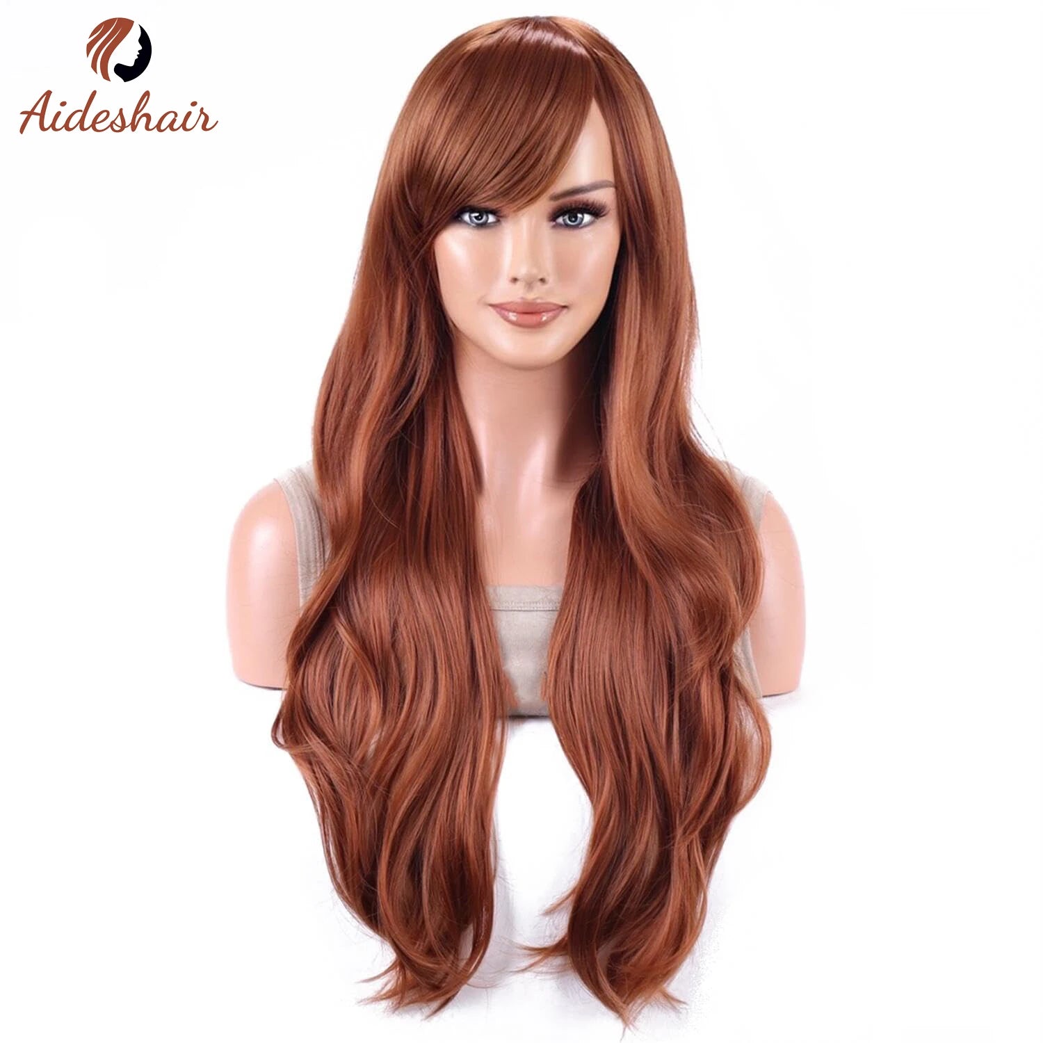 Aideshair synthetic wig  Fashion Wigs 28" 70cm Long Wavy Curly Hair Heat Resistant Wig Cosplay Wig For Women With Free Wig Cap