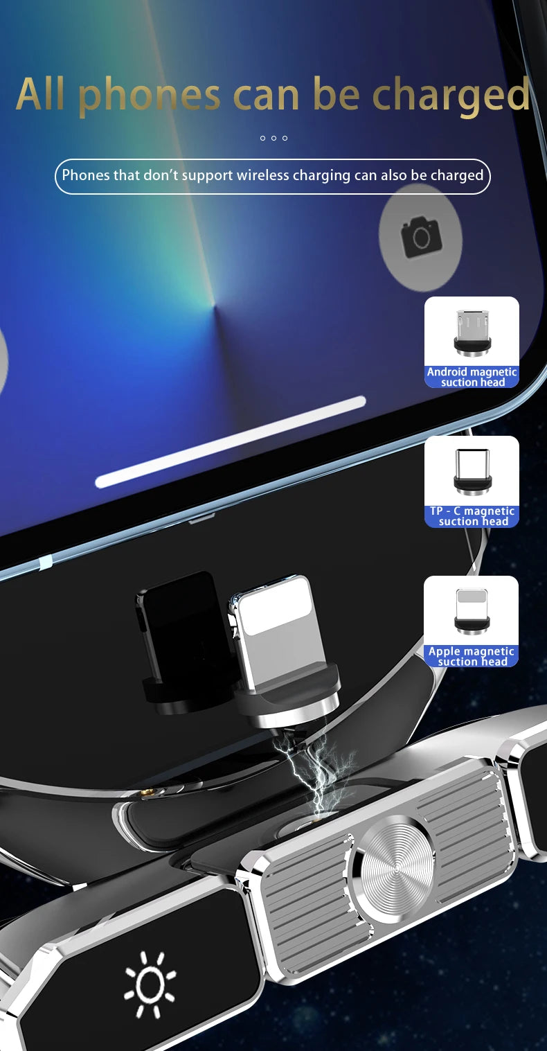Car Phone Holder Wireless Charger For iPhone 12 13 14 15 Pro Max Sucker For Windshield Dashboard Air Vent Fast Charging Station