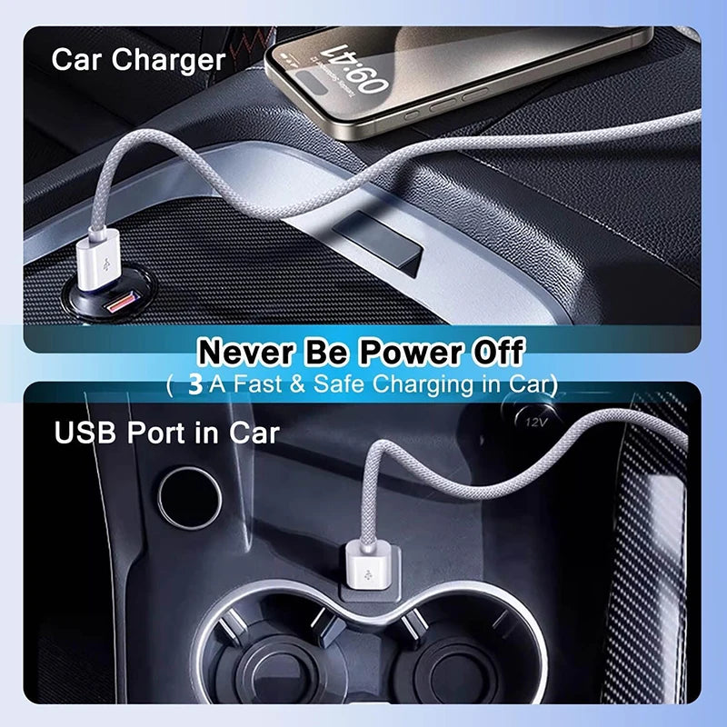Original 60W USB Fast Charger Cable For Apple iPhone 16 15 Pro Max Plus USB Type C Phone Quick Charging For Xiaomi Samsung Cable