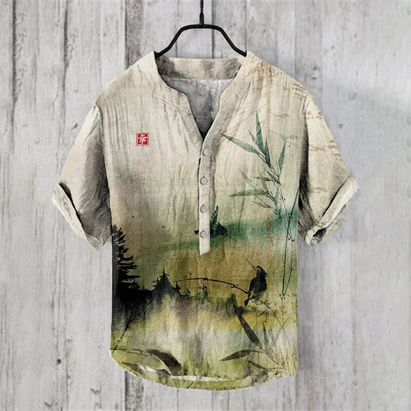 Henry Shirt - Men's Short sleeved T-shirt, Casual Art Printed Shirt, Summer Elegant Fashion Clothing Top, S-5XL