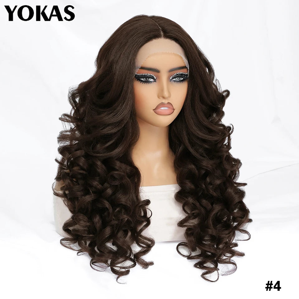 24 Inch Synthetic Lace Front Wigs For Afro Women Curly Afro Lace Front Wigs for Black Women High Temperature Fiber Wigs