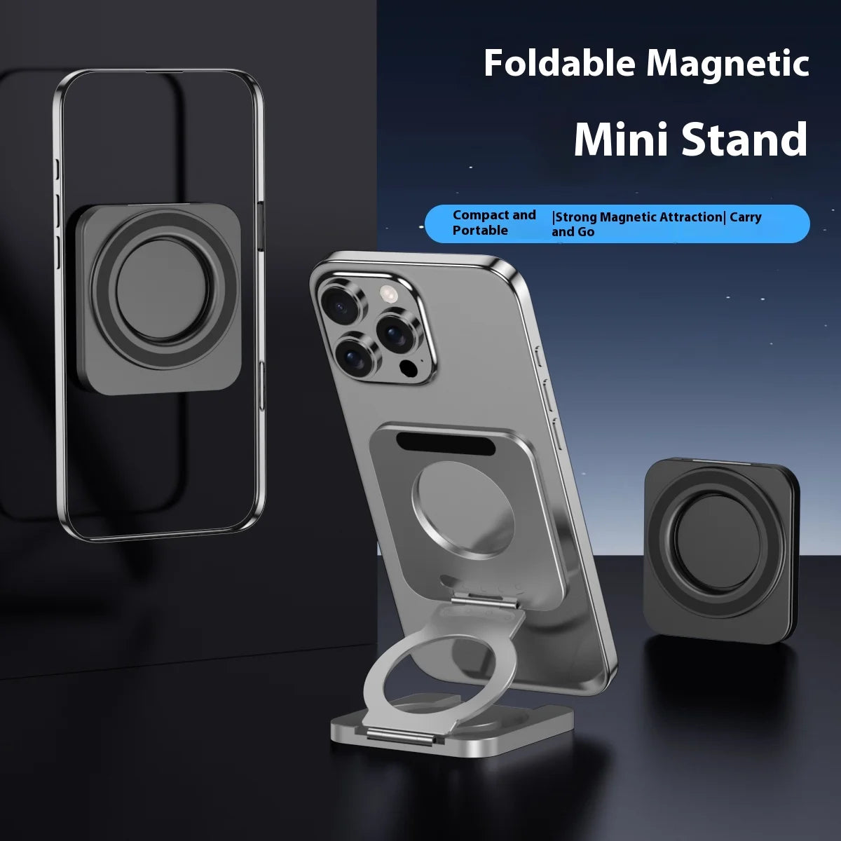 Foldable Double Sided Magnetic Phone Holder for Magsafe Gym Treadmill Universal Folding Car Holder Magnetic Smartphone Stand