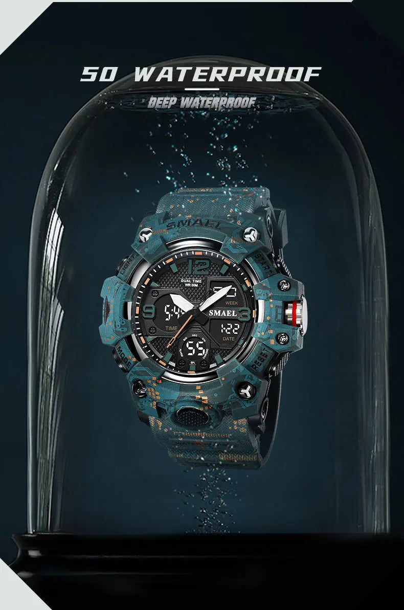 SMAEL Military Watch for men 50M Waterproof Clock Male S Shock 8008 electronics Digital Watches LED Men's Watches Military Army