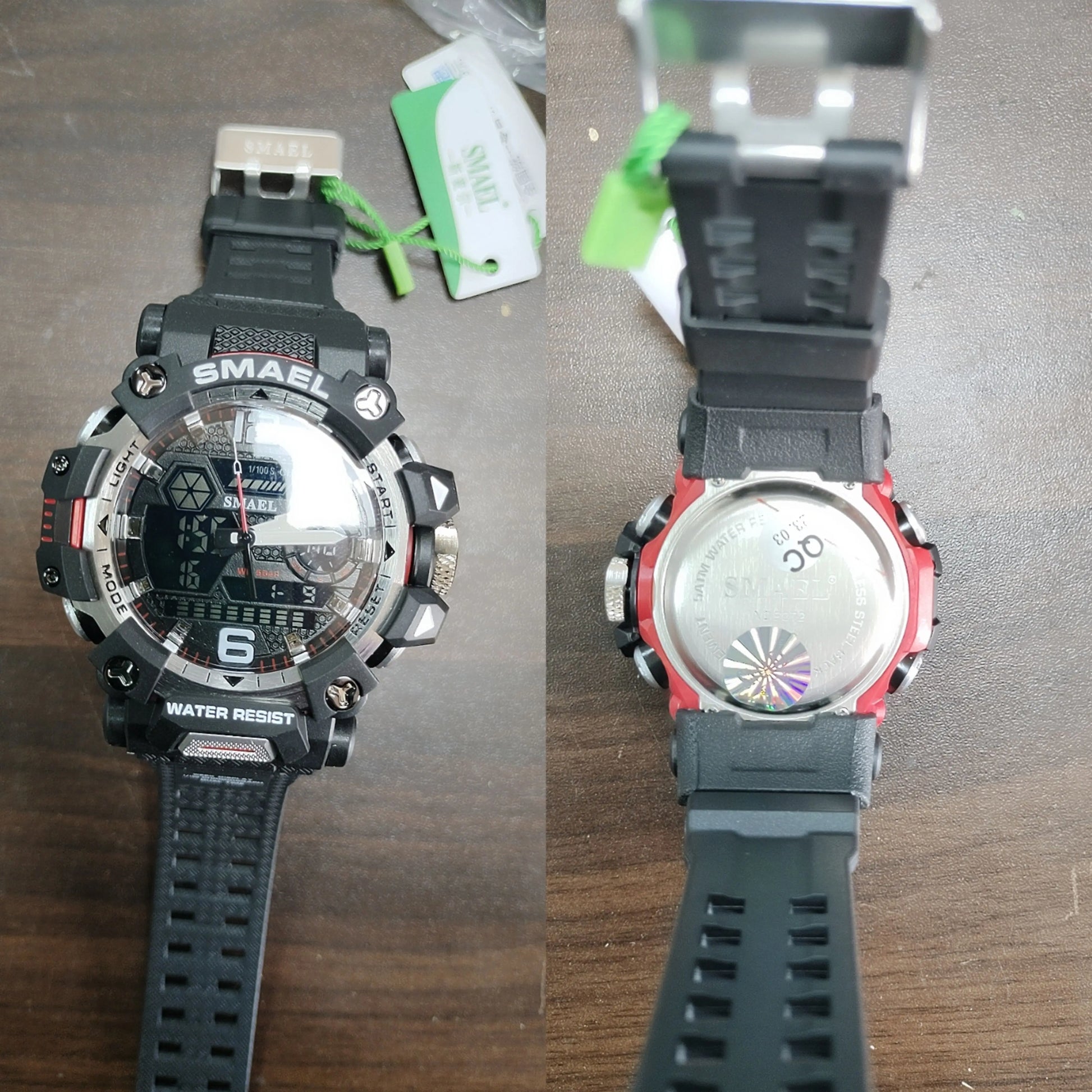 SMAEL Men Watches  50m Waterproof Sports Watch Military Man Sports Watch Digital 8072 Dual Display Watch  Quartz  Led Digital