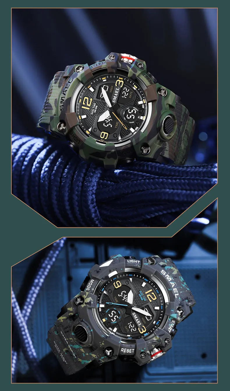 SMAEL Military Watch for men 50M Waterproof Clock Male S Shock 8008 electronics Digital Watches LED Men's Watches Military Army