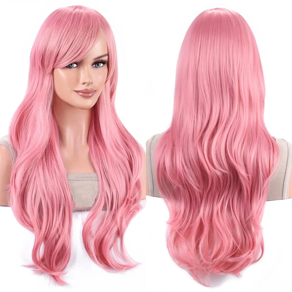Aideshair synthetic wig  Fashion Wigs 28" 70cm Long Wavy Curly Hair Heat Resistant Wig Cosplay Wig For Women With Free Wig Cap
