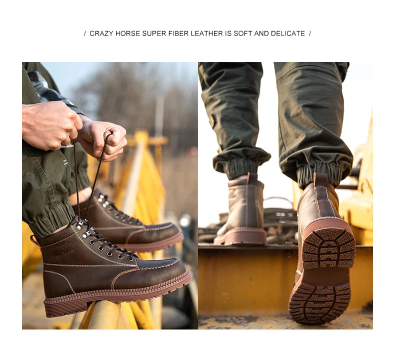 Latest Design Winter Plush Safety Boots Men Waterproof Steel Toe Indestructible Shoes Anti Smashing Puncture Proof Male Footwear