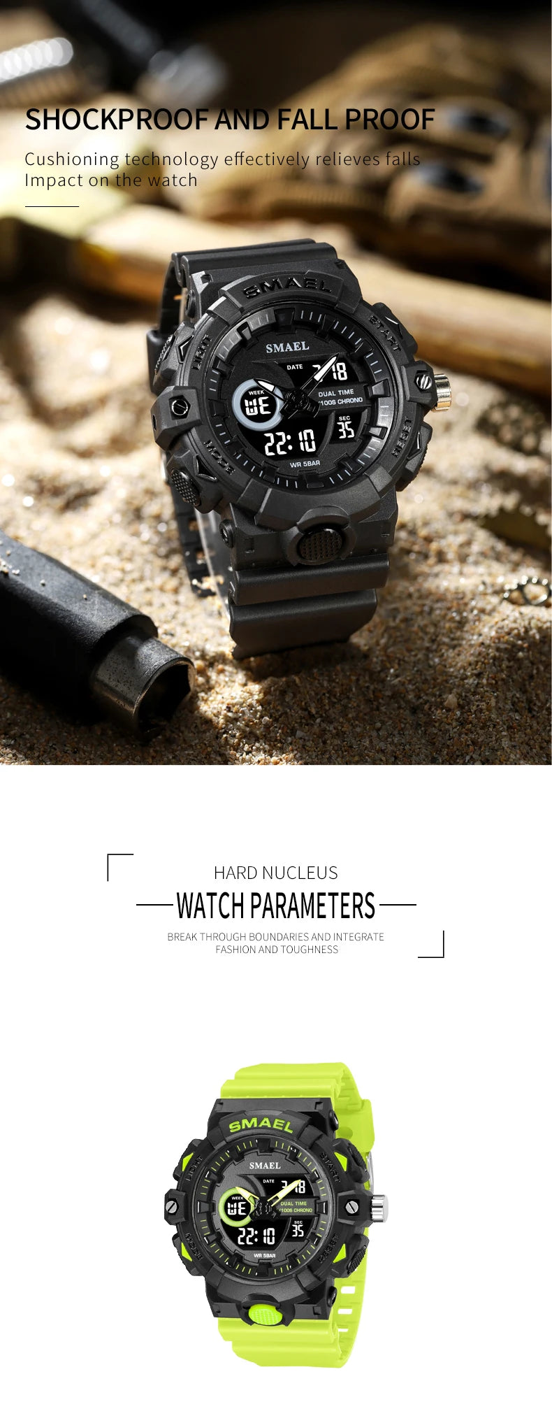 SMAEL Multifunctional LED Light Digital Sport Watch Mens Casual Student Stopwatch Clendar Clock Quartz Analog Wristwatches 8081