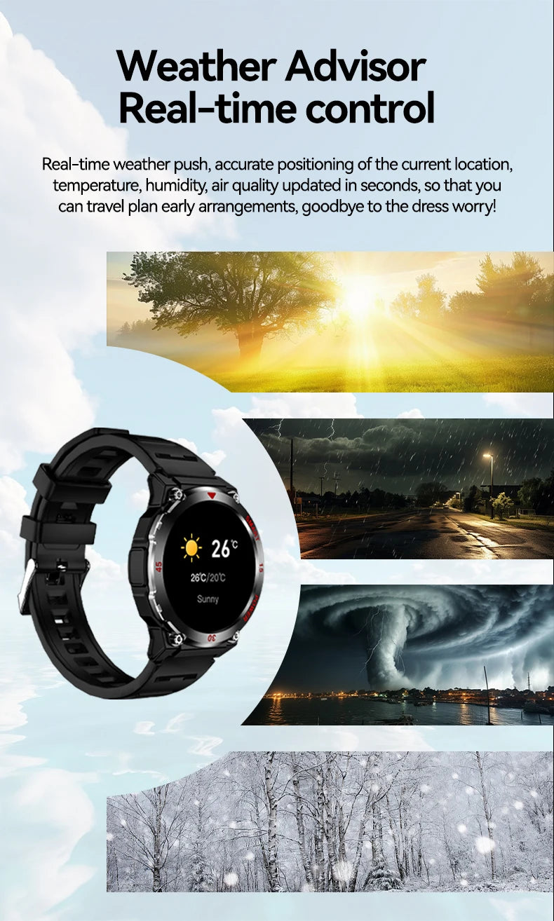 LAXASFIT 2025 New Durable Men's Smart Watch Outdoor Sports LED Flashlight High-Definition Screen Bluetooth Call Smartwatch