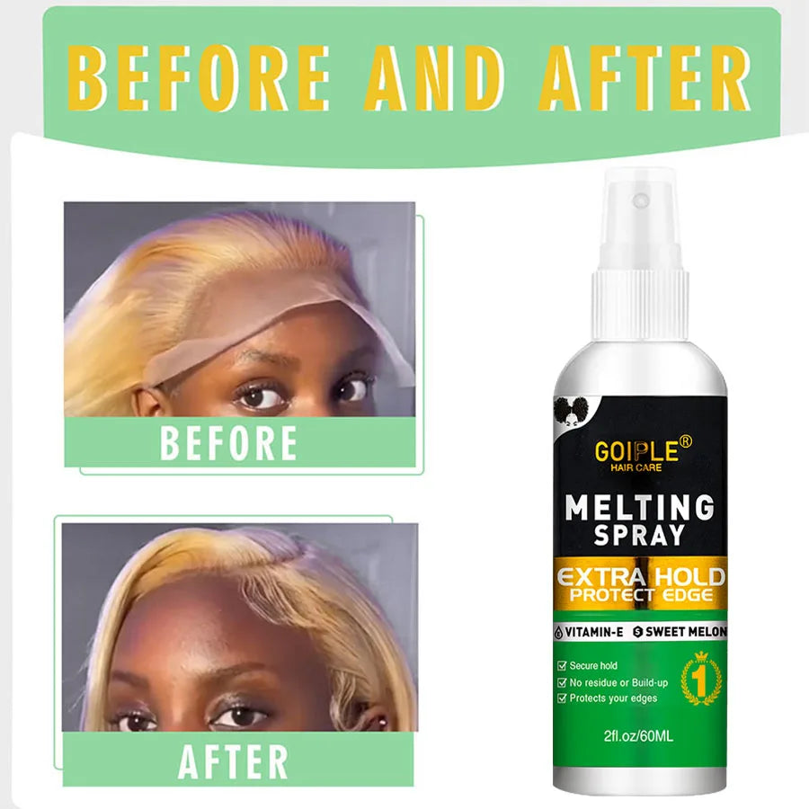 Wig Styling Installation Kit for Women Fast Dry Melting Spray Smooth Wigs Wax Stick Long-Lasting Control Edge Gel and Tools 5pcs