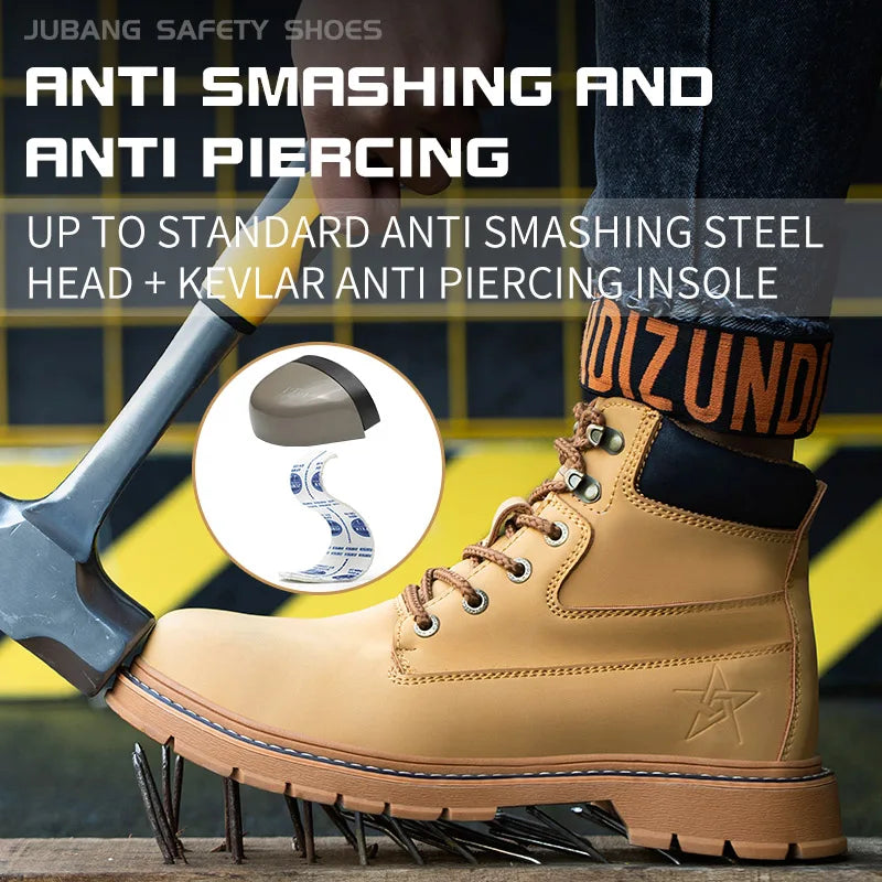 Latest Design Winter Plush Safety Boots Men Waterproof Steel Toe Indestructible Shoes Anti Smashing Puncture Proof Male Footwear