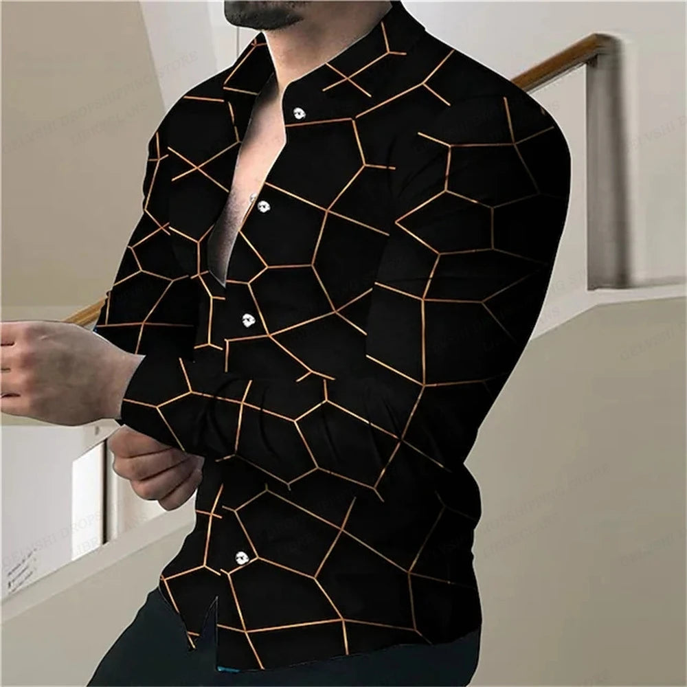 Leopard Hawaii Shirts Men Fashion Shirt Long Sleeve Blouse Lapel Beach Blouse Men Clothing Turn Over Collar Vocation Camisa Teen