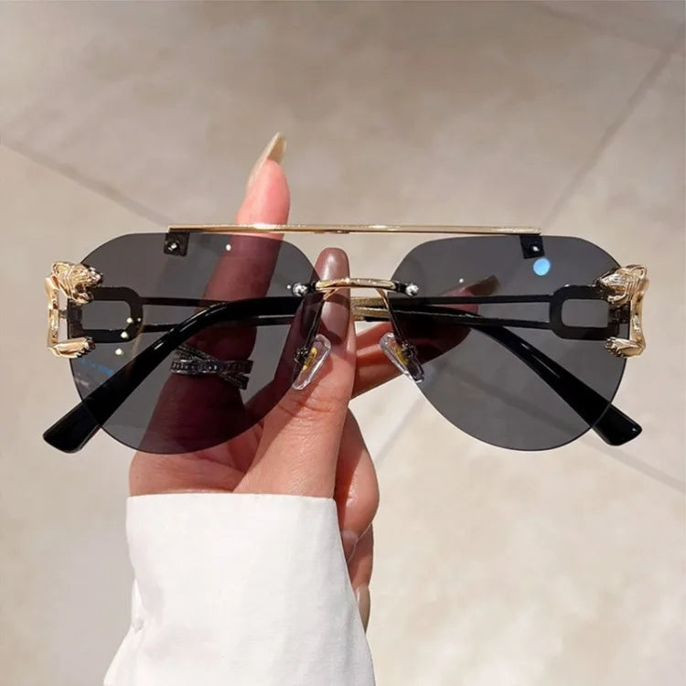 Rimless Vintage Sunglasses for Women Luxury Oversized Fashion Glasses Pilot Gradient Outdoor Shades Sun Glasses Gafas De Sol