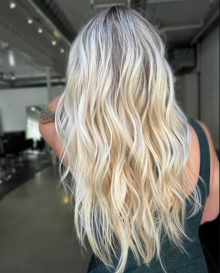 18 Inch Long Wavy Platinum Blonde Wigs Soft Synthetic Wig Natural Wig Blonde Wig Wavy Wig Cosplay Wig Daily Wig Party Wigs Wigs