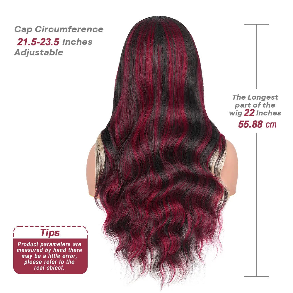 13X6 Lace Front Wig Highlight Black with Red Blonde Wig Synthetic 13x4 Lace Front Wigs Pre Plucked With Hairline Women's Wig