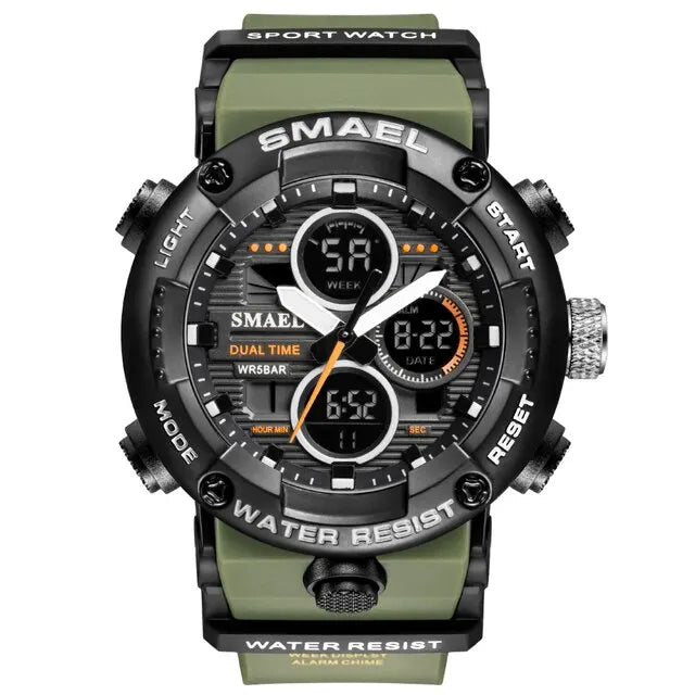 SMAEL Watch Men Waterproof LED Digital Watches Stopwatch Big Dial Clock For Male 8038 Sport Men Watches Quartz