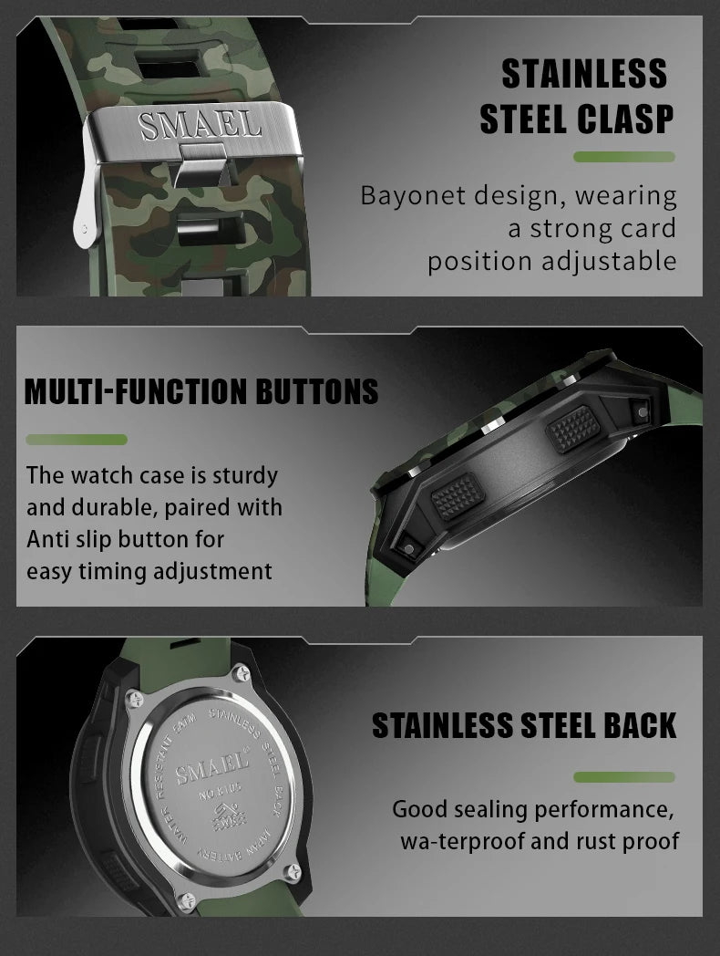Military Watch Men Sports Watches Digital LED 50M Wateproof 8105C S Shock Resistant Military Watches Amry Men's Wristwatches