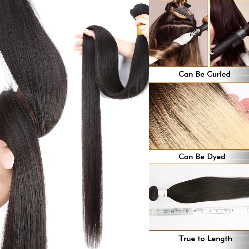 Peruvian Bone Straight Human Hair Bundles Deal Unprocessed Virgin Hair Extensions Long Thick Cheap Brazilian Hair Weave Natural
