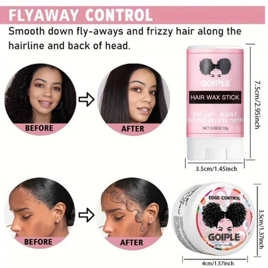 Wig Styling Installation Kit for Women Fast Dry Melting Spray Smooth Wigs Wax Stick Long-Lasting Control Edge Gel and Tools 5pcs