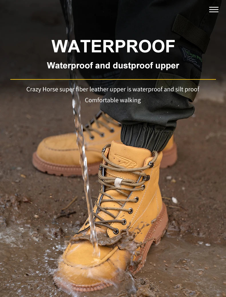 Latest Design Winter Plush Safety Boots Men Waterproof Steel Toe Indestructible Shoes Anti Smashing Puncture Proof Male Footwear
