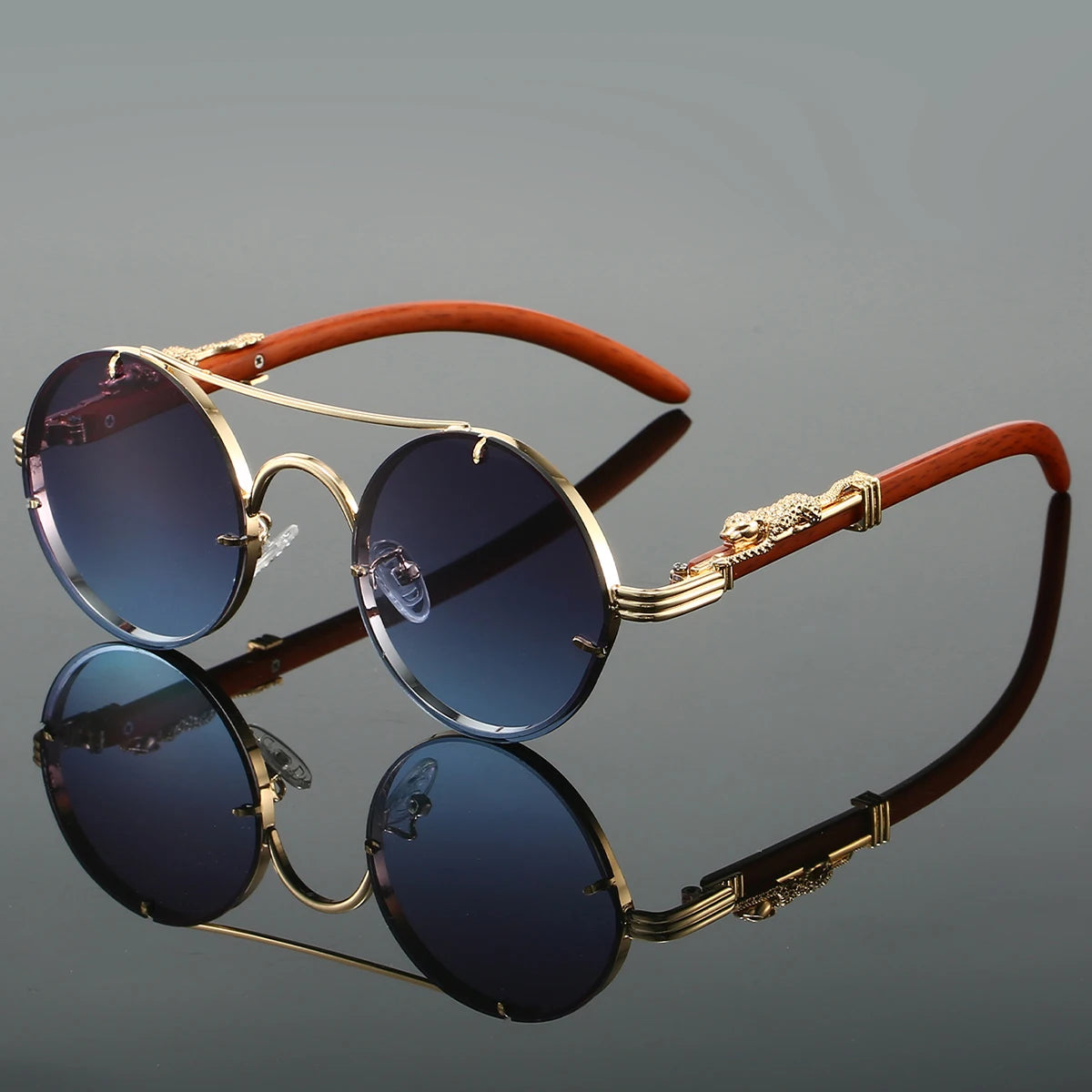 KAMMPT Vintage Round Sunglasses Men Fashion Double Bridge Multicolor Shades Women Retro Trendy Brand Luxury Design Sun Glasses