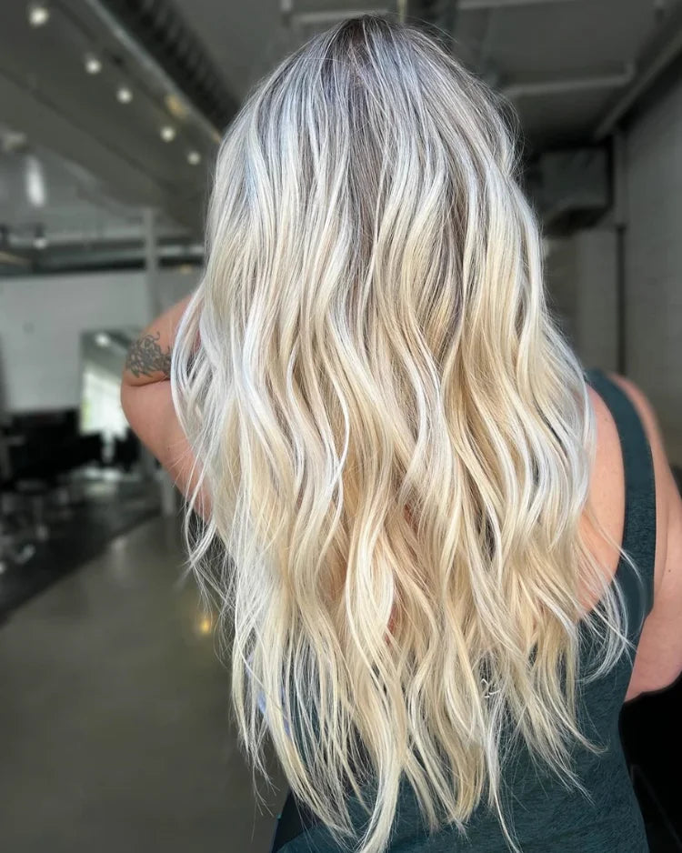 18 Inch Long Wavy Platinum Blonde Wigs Soft Synthetic Wig Natural Wig Blonde Wig Wavy Wig Cosplay Wig Daily Wig Party Wigs Wigs